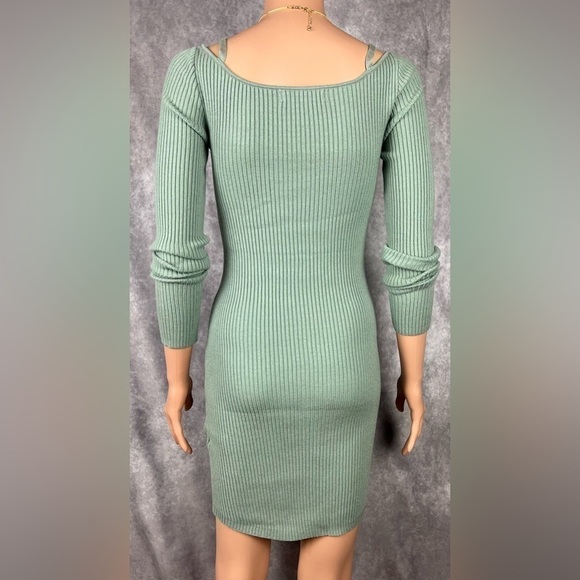 Urban Outfitters Jezebel Ribbed Corset Style Mini Dress Green Sz S - Picture 5 of 10